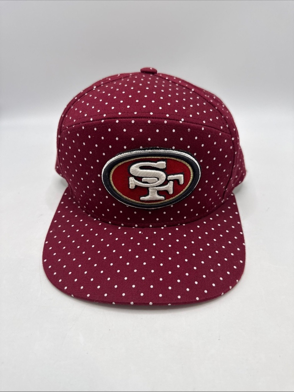 San Francisco 49ers Polka Dot Strapback Hat Burgundy NFL Cap Mens One Size